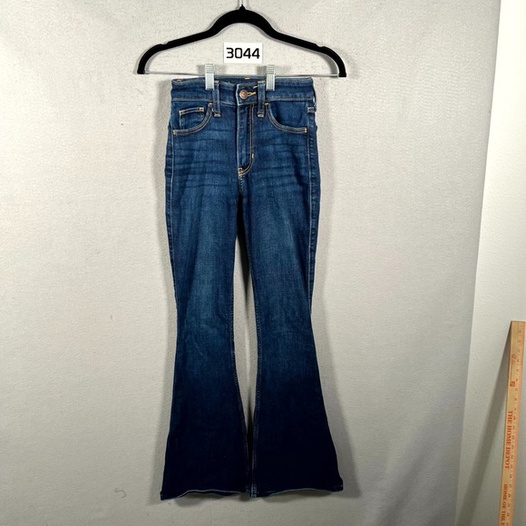 Hollister Denim - Hollister Jeans Womens 000S Blue Denim High Rise Soft Stretch Flare Leg Whiskers